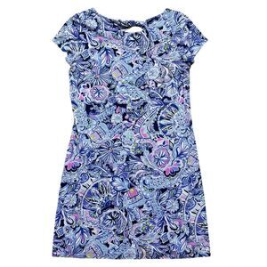 Lilly Pulitzer Sz XS Short Sleeve Bay Dress in Iris Blue Namastay In The Jungle